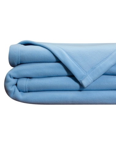 Couverture polaire 180x220 bleu ciel en microfibre 350g/m²