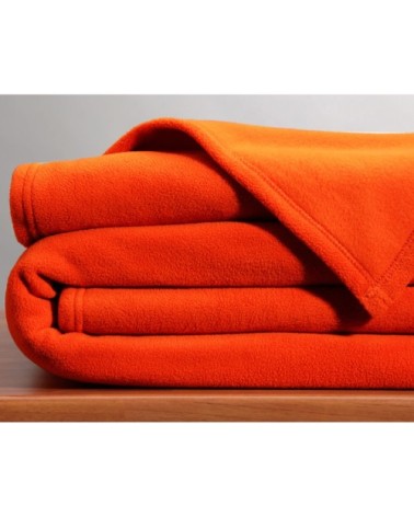 Couverture polaire 260x240 orange en microfibre 350g/m²