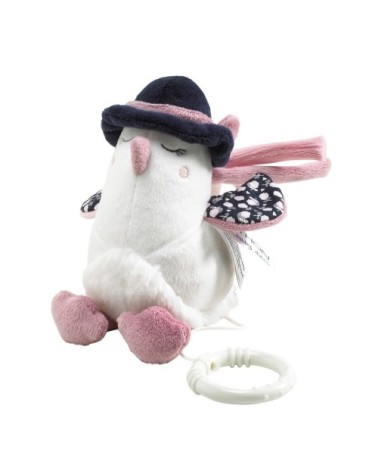 Peluche Mini Musical Oiseau en Velours Blanc