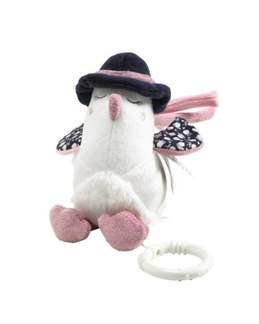 Peluche Mini Musical Oiseau en Velours Blanc