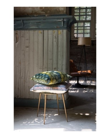Coussin en tissu vert et bleu