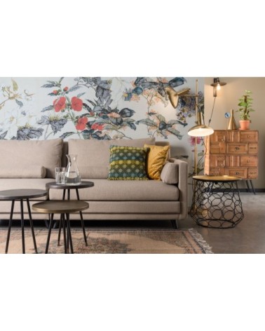 Coussin en tissu vert et bleu