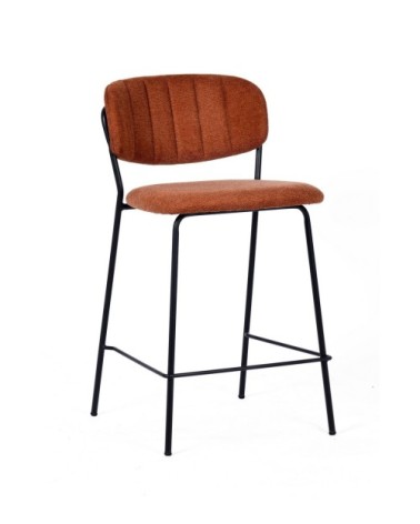 Tabouret de comptoir tissu orange