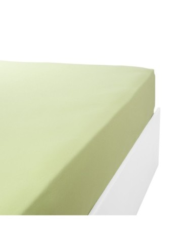 Drap housse flanelle en Molleton Vert anis 160x200 cm