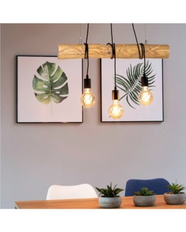 Suspension en bois 3 ampoules