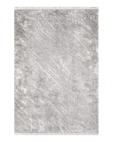 Tapis vintage motif abstrait avec franges beige 160x230cm