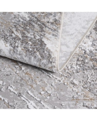 Tapis vintage motif abstrait avec franges beige 160x230cm