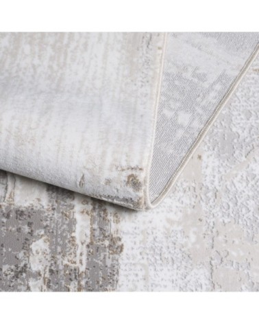 Tapis vintage motif abstrait avec franges beige 160x230