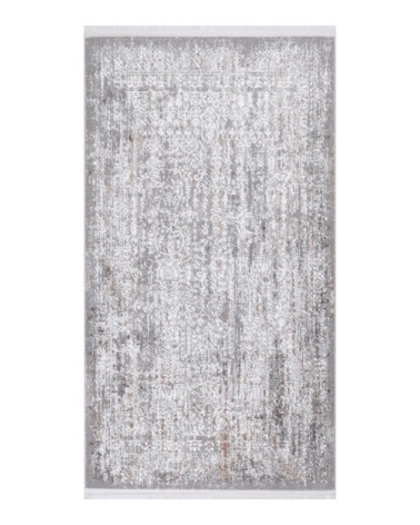 Tapis vintage motif abstrait à relief avec franges beige 80x150cm