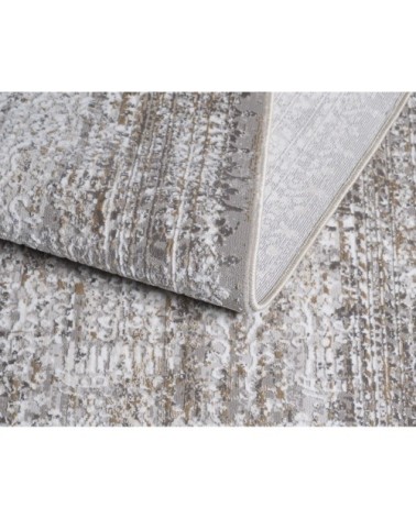 Tapis vintage motif abstrait à relief avec franges beige 80x150cm