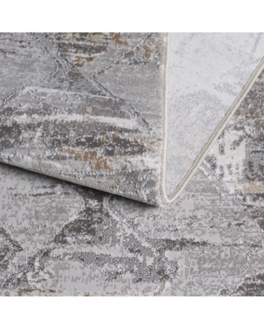 Tapis vintage motif géométrique abstrait avec franges beige 160x230cm