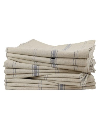 Lot de 12 Torchons en Lin Bleu