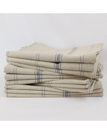 Lot de 12 Torchons en Lin Bleu