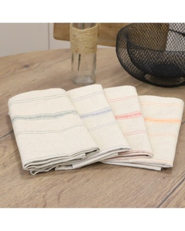 Lot de 12 Torchons en Lin Bleu