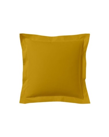 Taie d'oreiller unie en coton jaune curry 63x63