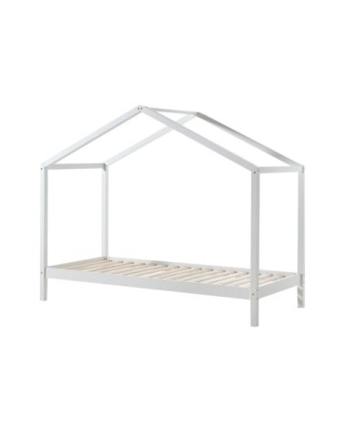 Lit cabane zh 90x200 sommier inclus blanc