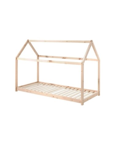 Lit cabane 90x200 sommier inclus naturel