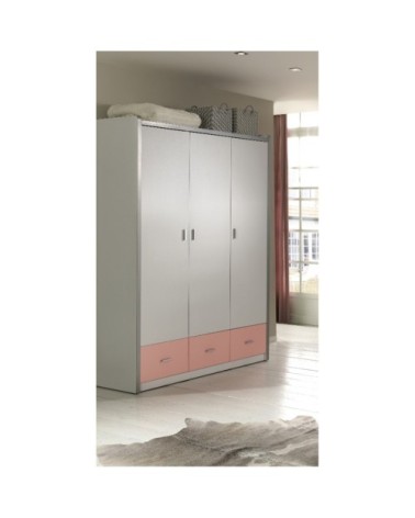 Armoire 3 portes rose