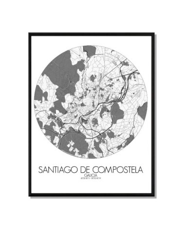 Affiche Compostelle Carte ronde 40x50