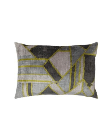 Housse de coussin velours soie ikat  40x60 gris