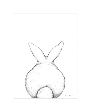 Affiche lapin dos en Papier Blanc