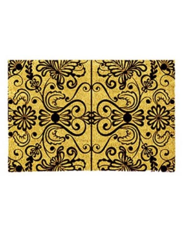 Paillasson en coco motifs volutes noires 70x40cm