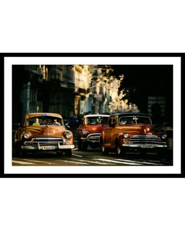 Affiche sous cadre noir vintage taxi 30x20cm