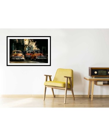 Affiche sous cadre noir vintage taxi 30x20cm