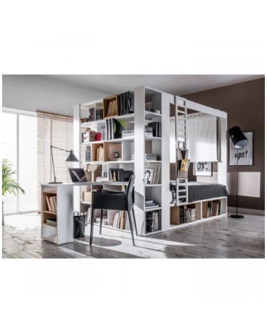 Bibliothèque multi-rangements H206 cm - Blanc