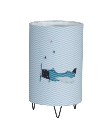 Lampe à Poser Pieds Métal en Coton Bleu