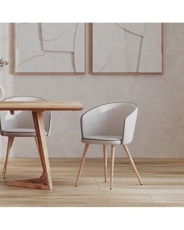 Chaise en tissu beige (lot de 2)