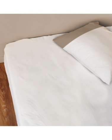 Drap-housse uni percale BIO Craie 140x190/200cm - Bonnet 30cm