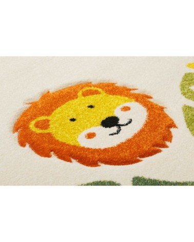 Tapis enfant blanc motif animaux jungle 133x200