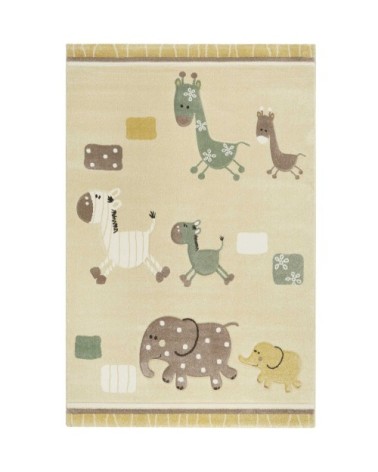 Tapis enfant motif animaux beige 160x225