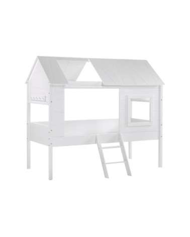 Lit cabane 90x200 sommier inclus blanc