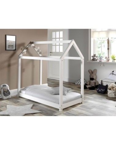 Lit cabane 70x140 sommier inclus blanc