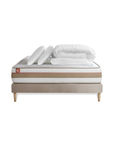 Pack matelas sommier kit 180x200 oreiller couette