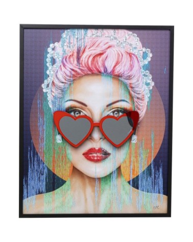 Toile encadrée femme lunettes coeurs 80x100