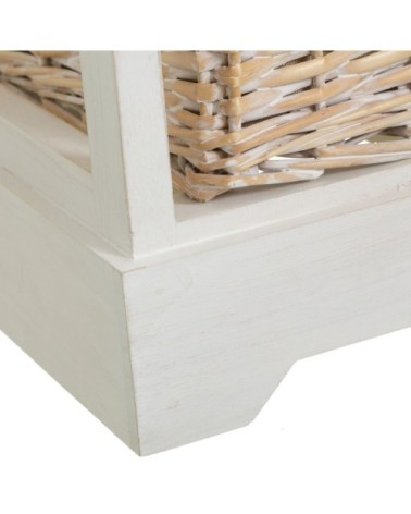 Table de chevet étroite bois 1 tiroir + 2 paniers