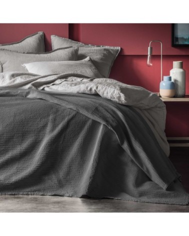 Couvre-lit en coton 180x250cm Gris Souris