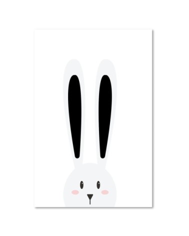 Tableau enfant rabbit ears noir et blanc 40x60