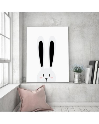 Tableau enfant rabbit ears noir et blanc 40x60