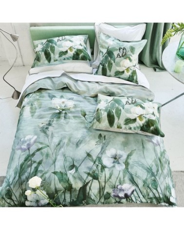 Housse de couette imprimée en satin de coton vert 200x200