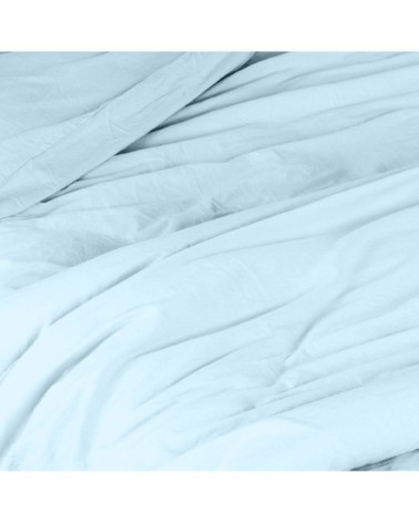 Taie d'oreiller en coton lavé turquoise 70 x 50