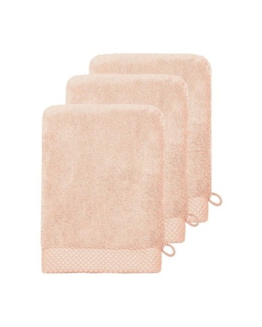 3 gants de toilette zéro twist 560gr/m²  poudre 16x22 cm