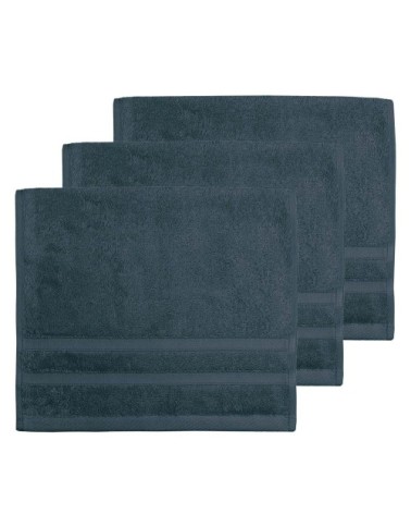 Lot de 3 serviettes invité 600 gr/m²  indigo 30x50 cm