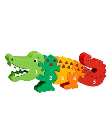Puzzle en bois Chiffres 1-5 Crocodile Multicolore