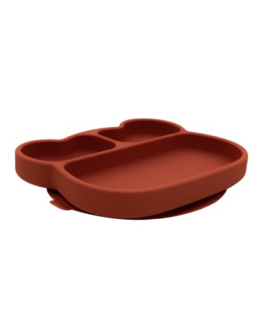 Assiette en silicone ours  Brique