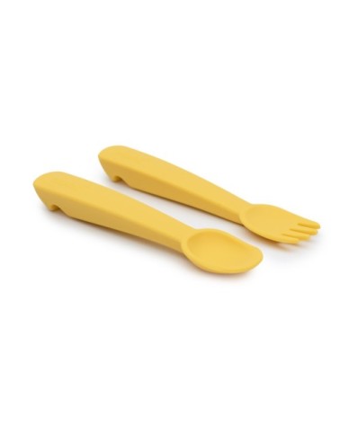 Couverts bébé en silicone  Jaune