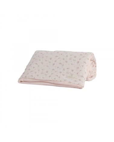 Couverture ouatinée en gaze de coton bio à motifs rose clair